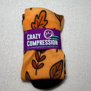 Orange Leaf Pattern Compression Socks